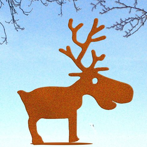 Weihnachtsdeko Rentier Rudolf auf Platte kl