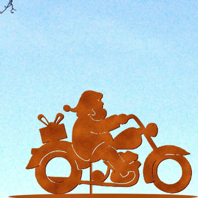 Weihnachtsmann auf Moped auf Platte